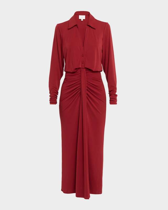 Seferina Draped Long-Sleeve Jersey Dress